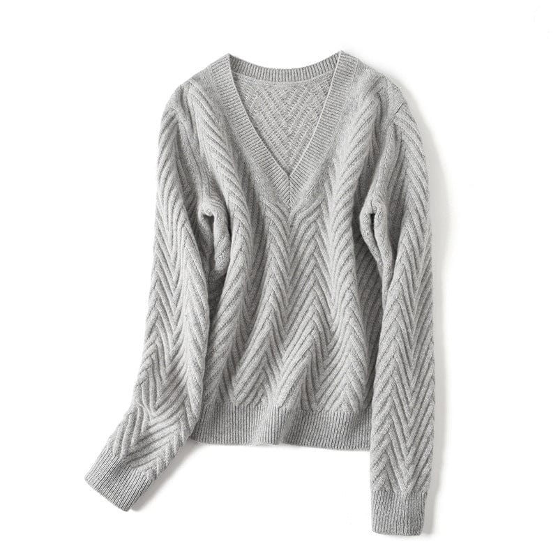 Elara Cashmere Chevron V-Neck