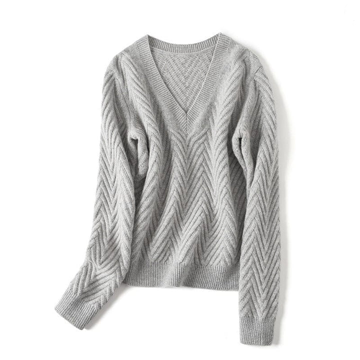 Elara Cashmere Chevron V-Neck
