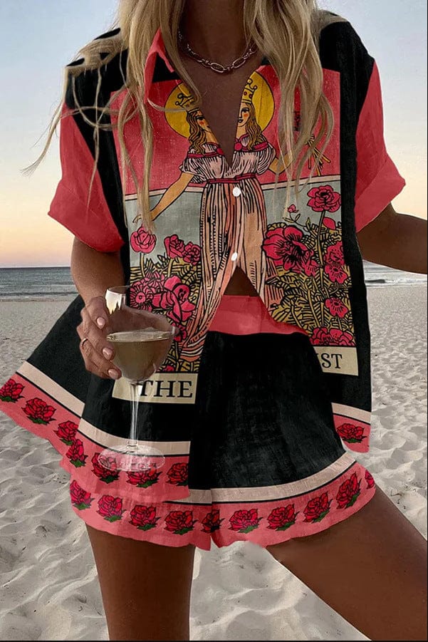 Yseline™ | Pink virgin linen shorts set