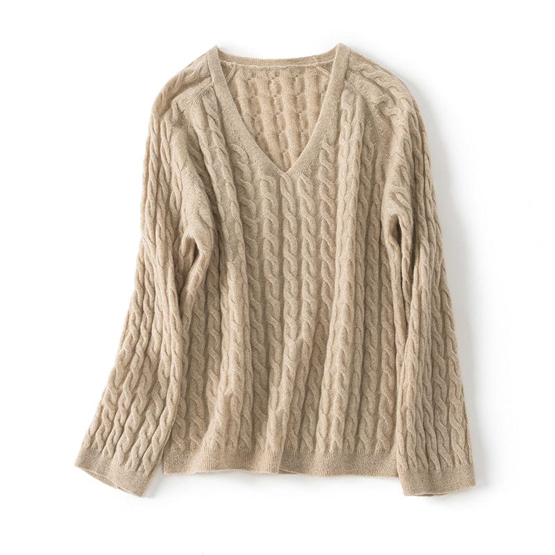 Aurélie Cashmere Cable V-Neck