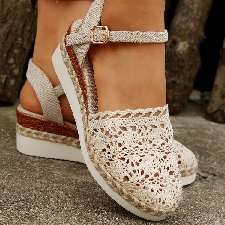 Soraya Crochet Espadrille Wedge Sandals