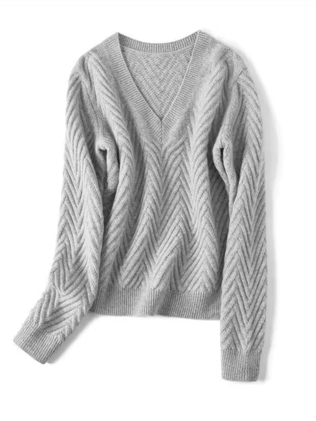 Elara Cashmere Chevron V-Neck