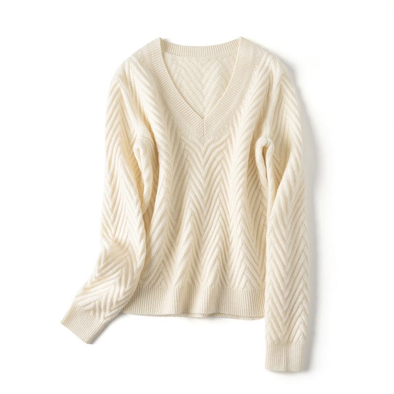 Elara Cashmere Chevron V-Neck