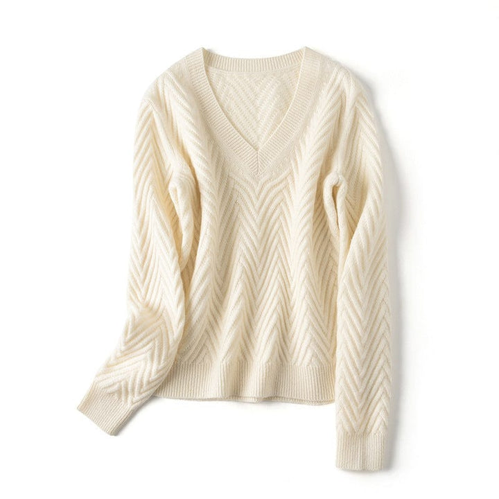 Elara Cashmere Chevron V-Neck