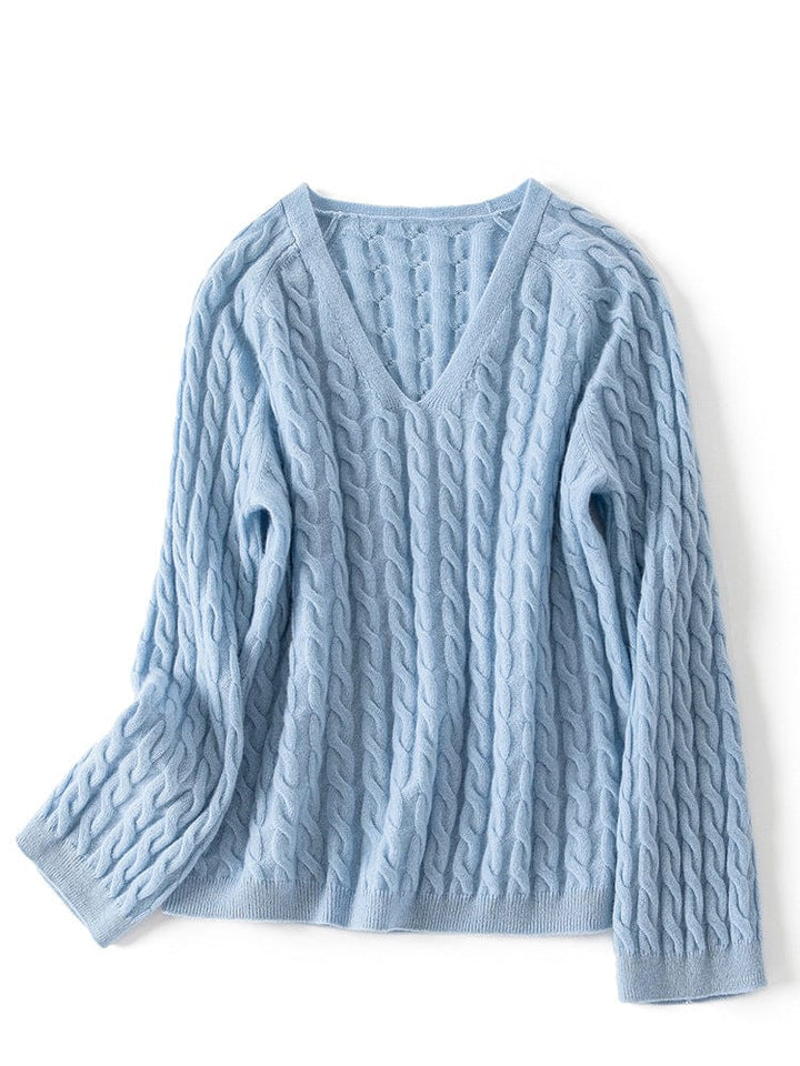 Aurélie Cashmere Cable V-Neck