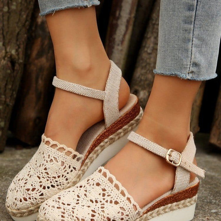 Soraya Crochet Espadrille Wedge Sandals