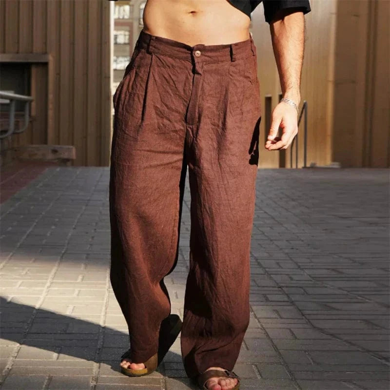 Malik Linen Pants with Wide Legs
