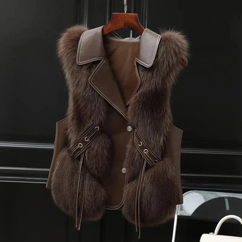 Mira Plush Fur Collar Vest