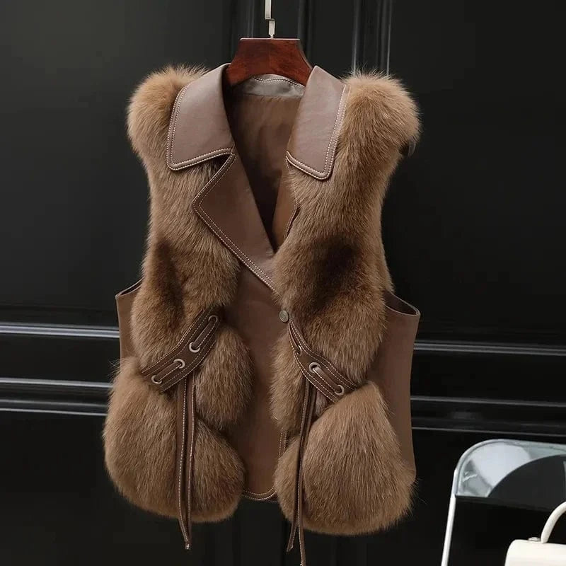 Mira Plush Fur Collar Vest