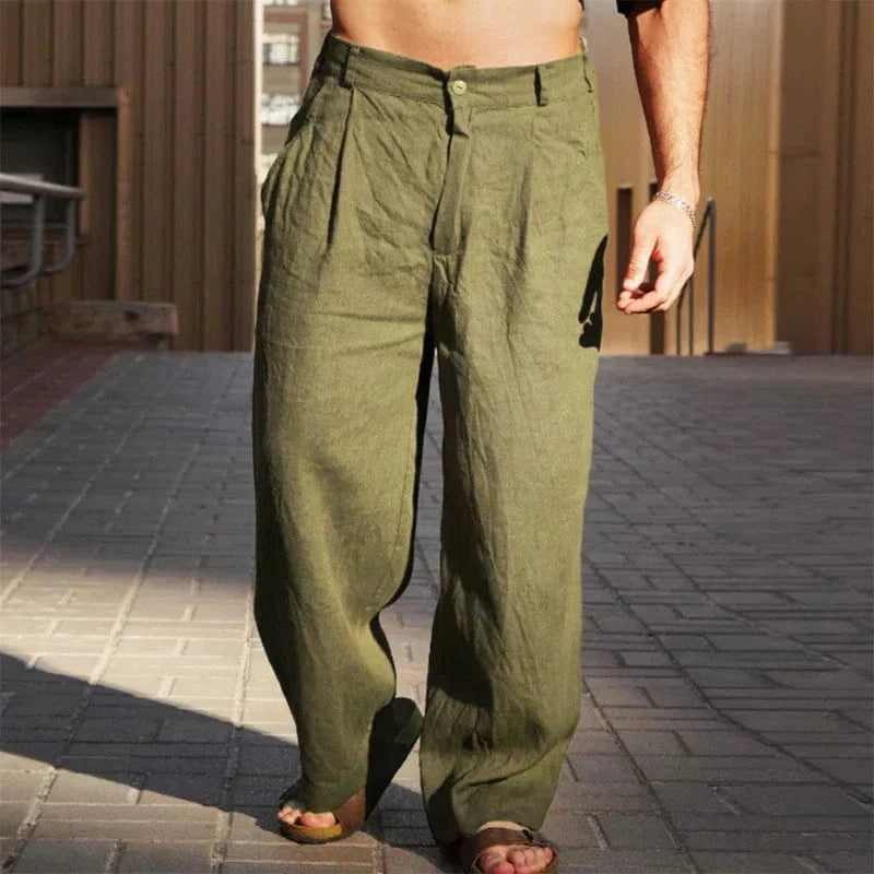 Malik Linen Pants with Wide Legs