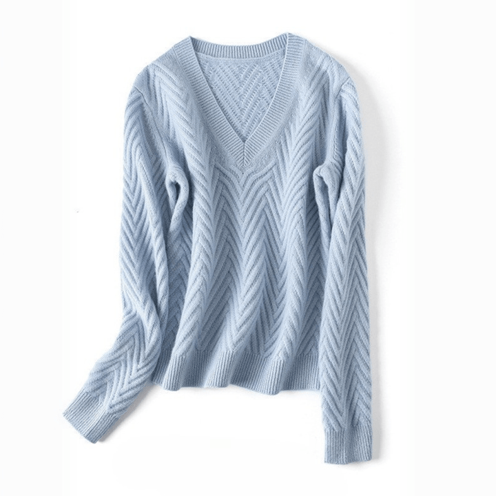 Elara Cashmere Chevron V-Neck