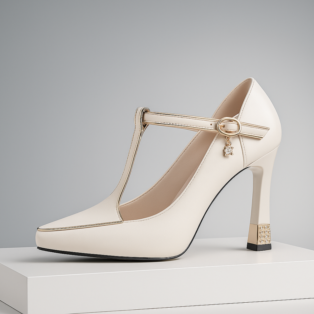 Maris Gold-Cap Block Heel