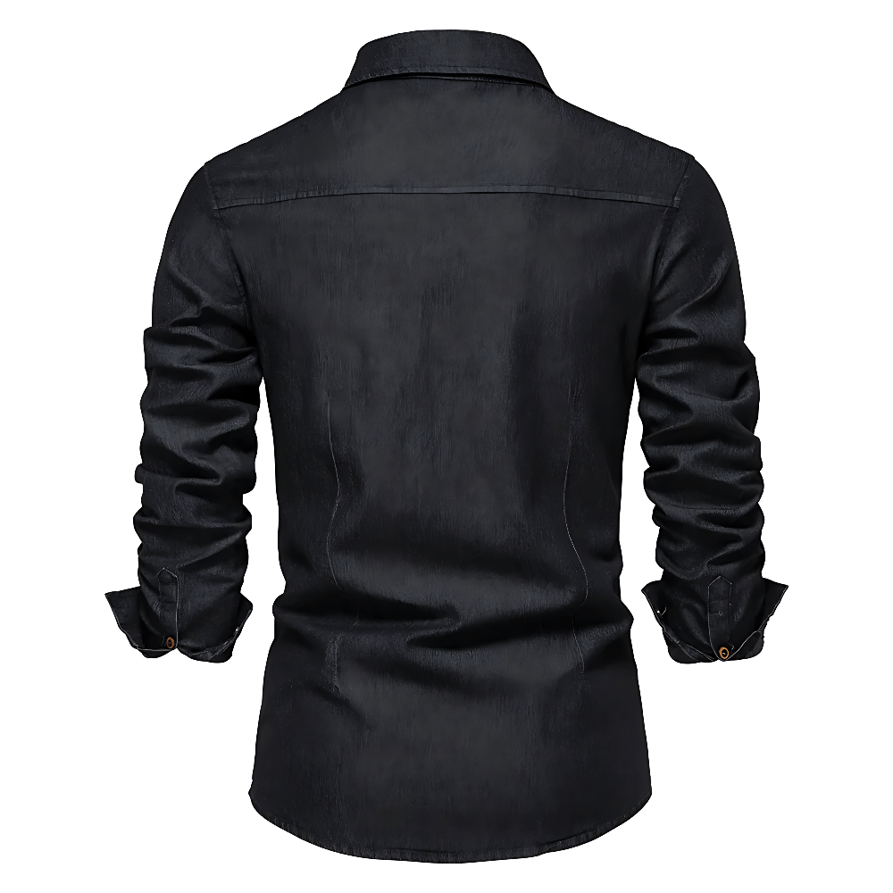 AdaptiveFit Cotton Denim Shirt: Tailored For Men