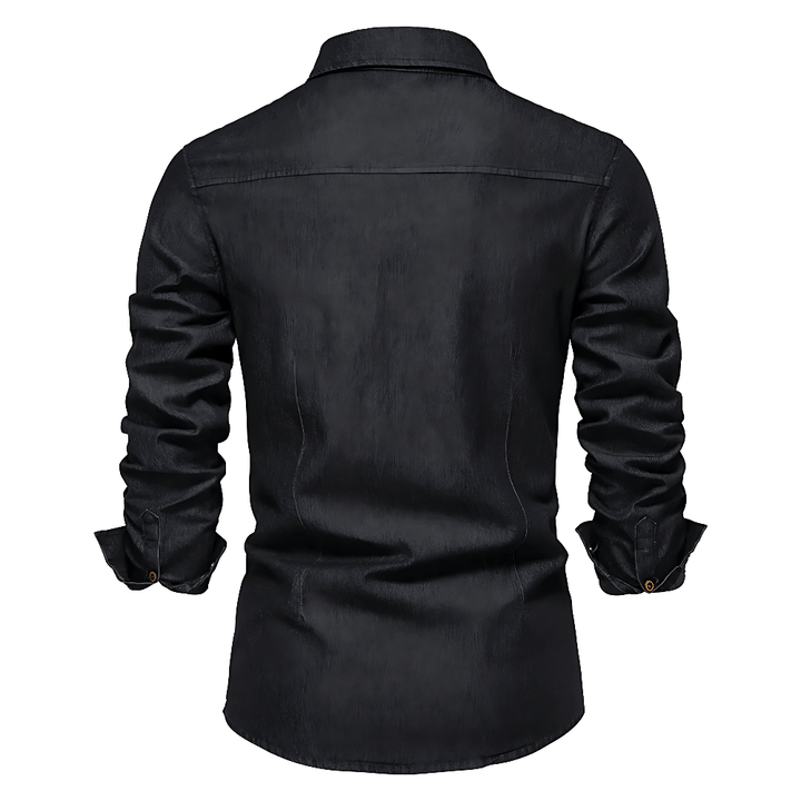 AdaptiveFit Cotton Denim Shirt: Tailored For Men