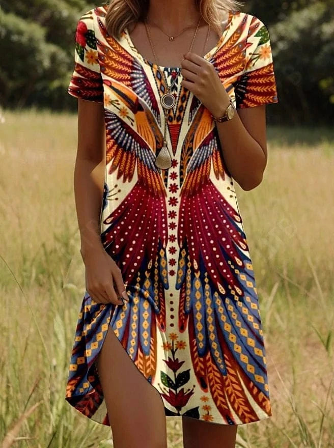 STELINA Short Summer Dress with Trendy Print