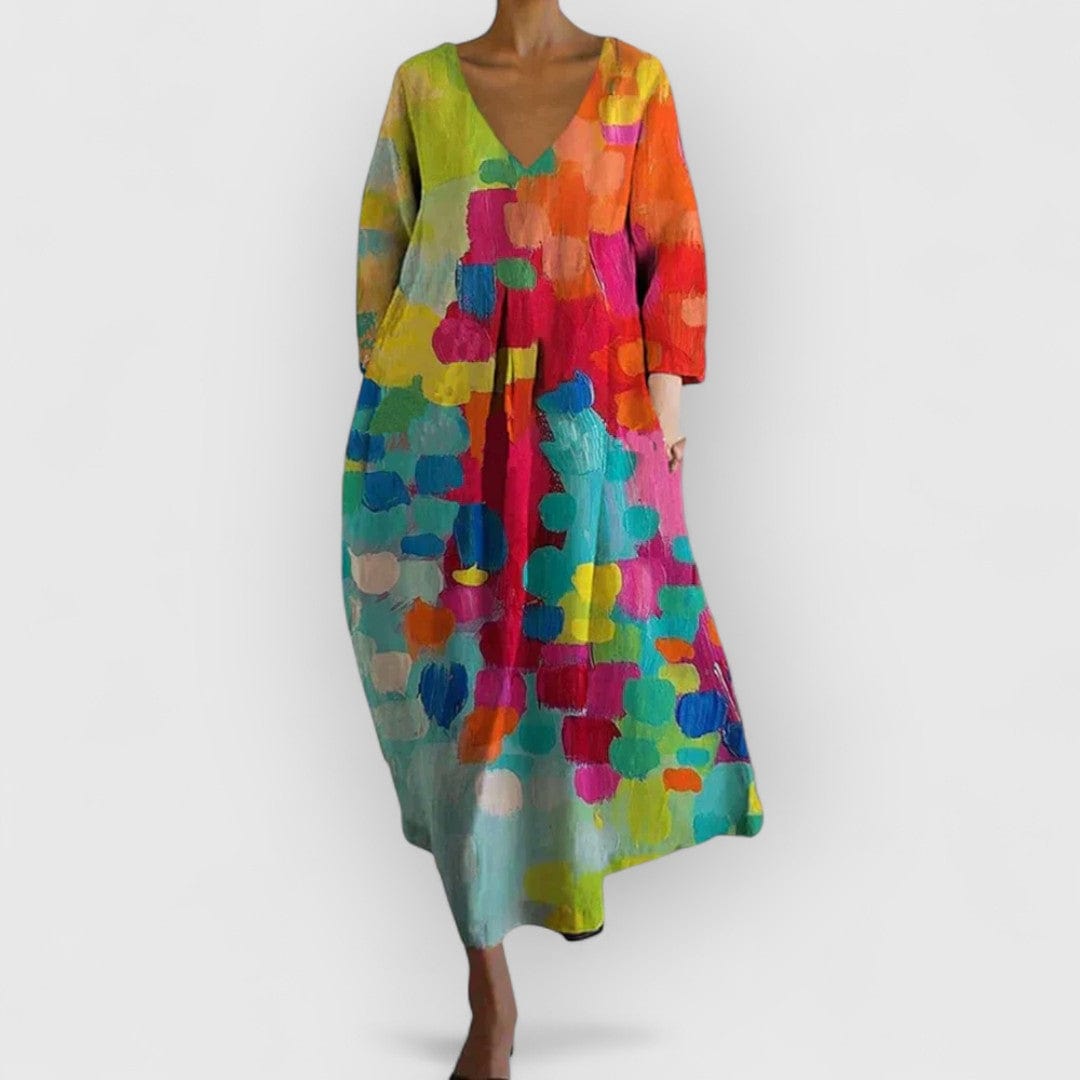 Anastasia Colorful V-Neck Dress