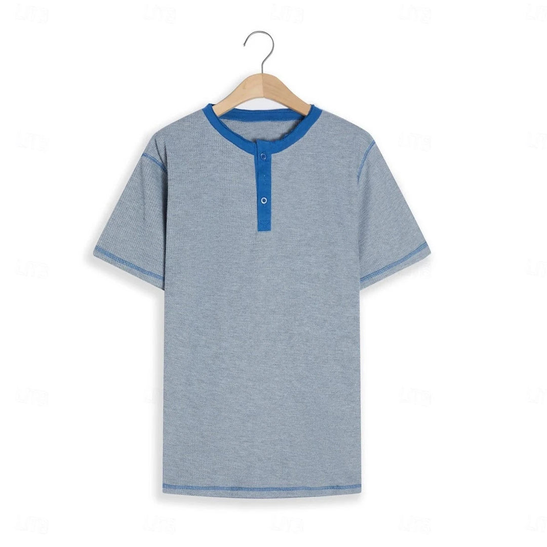 Men's Waffle Henley Shirt Tee Short Sleeve Plaid Checkered Fashion Designer Comfortable Buttons Henley Outdoor Casual Daily Summer Black White Yellow Henley T-Shirt