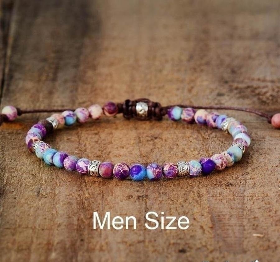Handmade Purple Jasper Stone Adjustable Bracelet