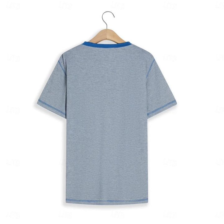 Men's Waffle Henley Shirt Tee Short Sleeve Plaid Checkered Fashion Designer Comfortable Buttons Henley Outdoor Casual Daily Summer Black White Yellow Henley T-Shirt