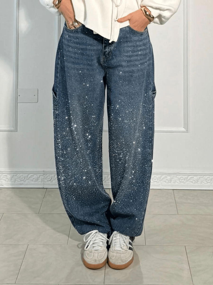 Julia | Trendy Balloon Carpenter Jeans met Glitters