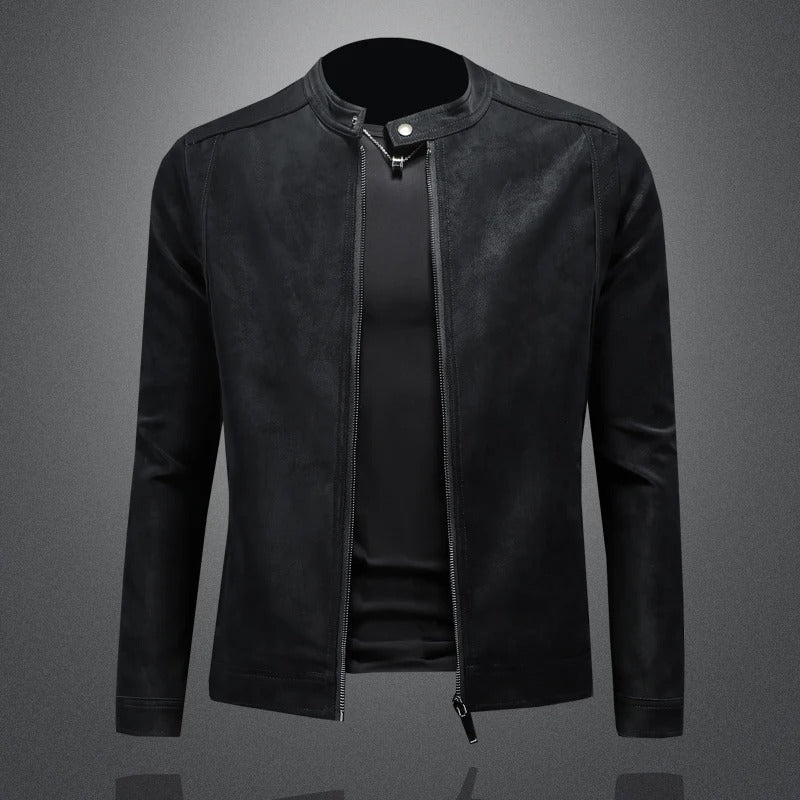 Robert Suede-Trim Leather Jacket