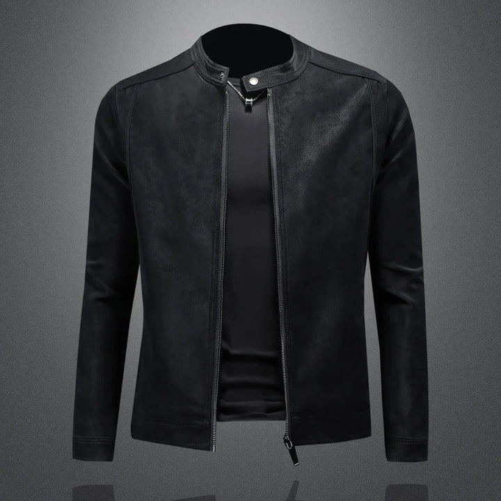 Robert Suede-Trim Leather Jacket