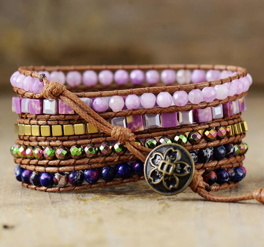 Natural Amethyst & Purple Quartz Wrap Bracelet