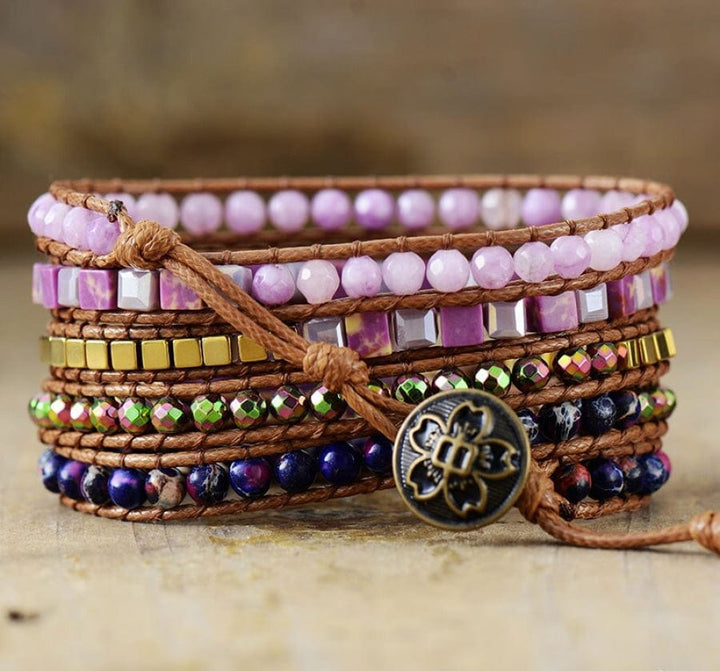 Natural Amethyst & Purple Quartz Wrap Bracelet