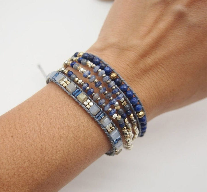Natural Lapis Lazuli & Blue Aventurine Wrap Bracelet