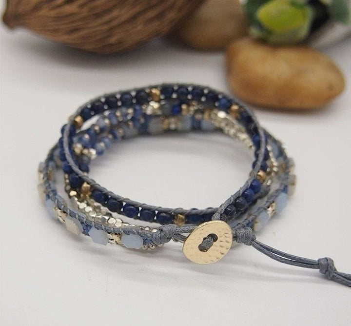 Natural Lapis Lazuli & Blue Aventurine Wrap Bracelet