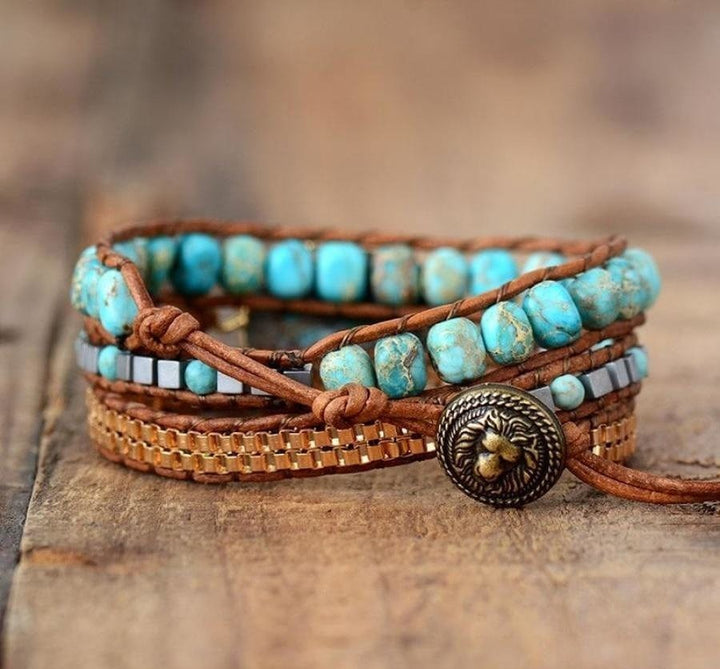 Natural Turquoise Howlite Wrap Bracelet