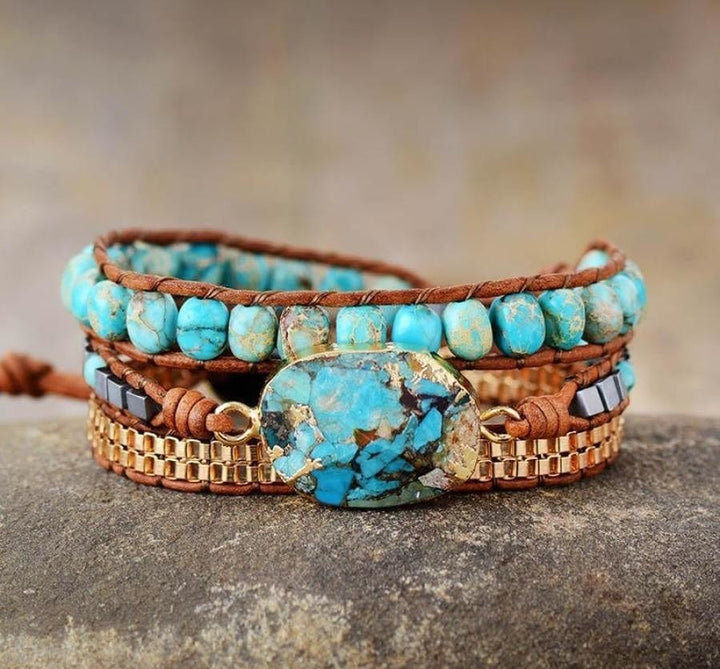 Natural Turquoise Howlite Wrap Bracelet