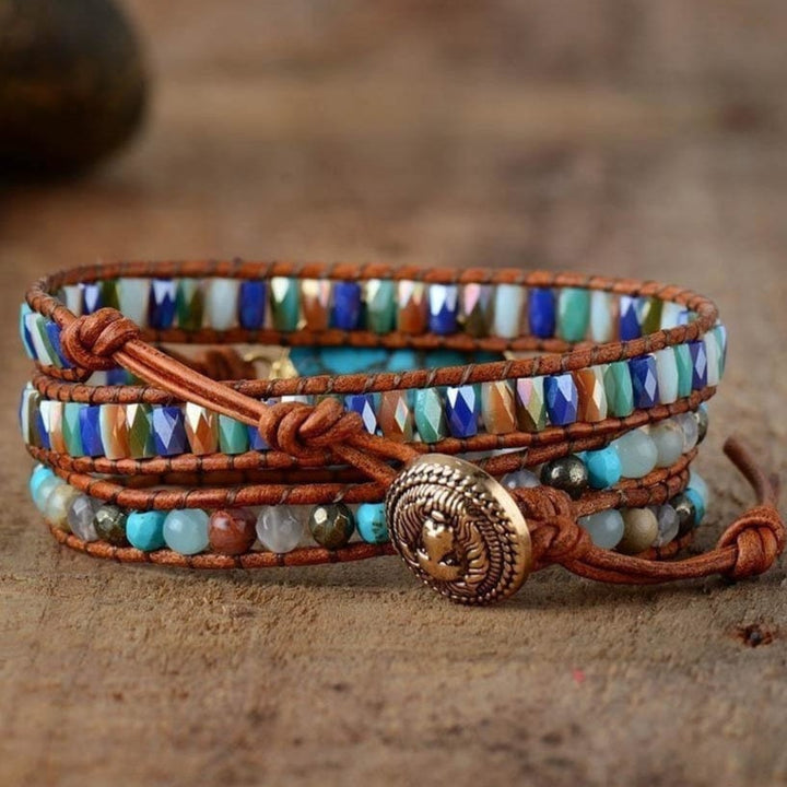 Natural Turquoise & Jasper Wrap Bracelet