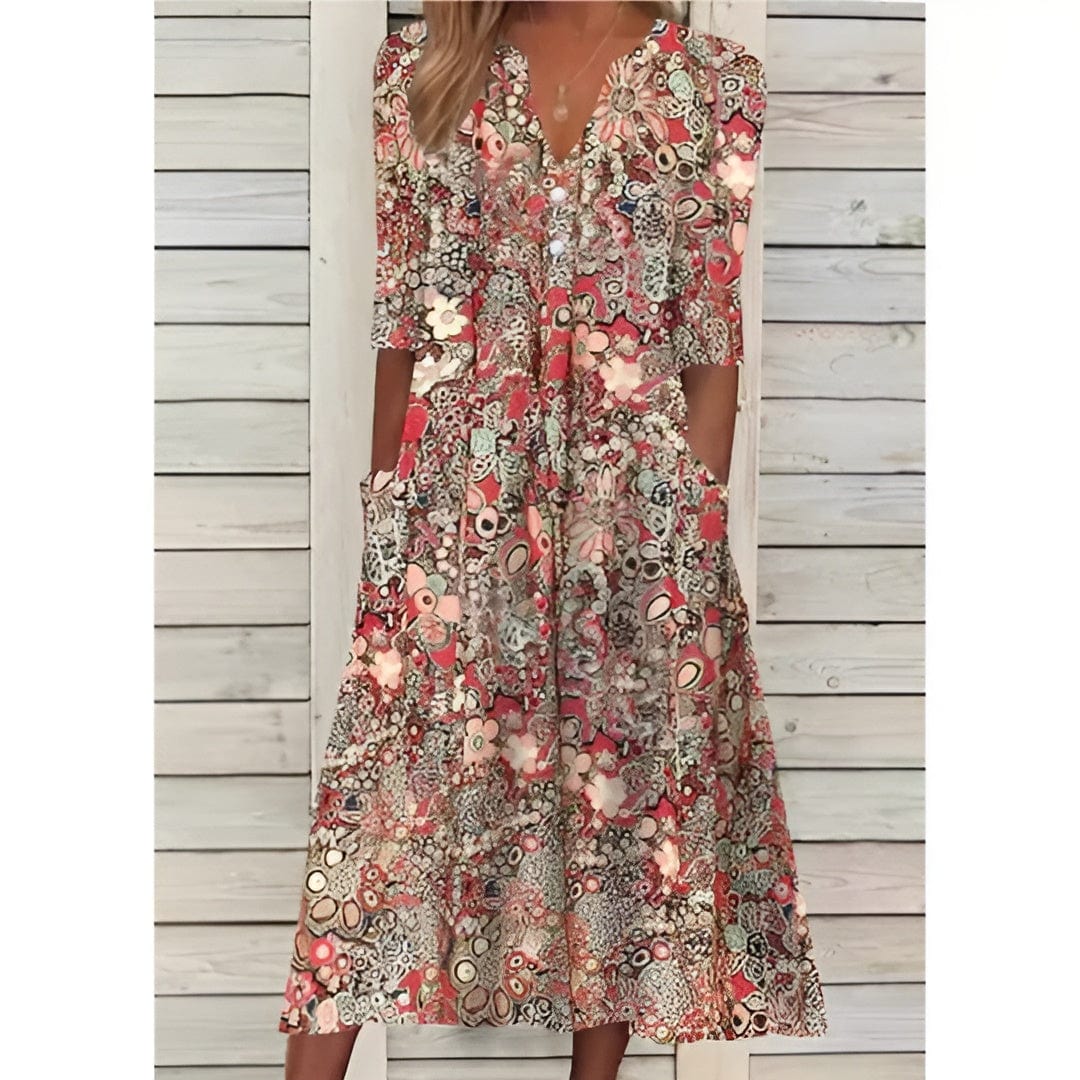 Andrea Stylish Floral Shirt Dress