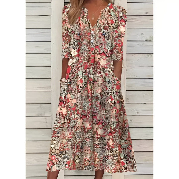 Andrea Stylish Floral Shirt Dress
