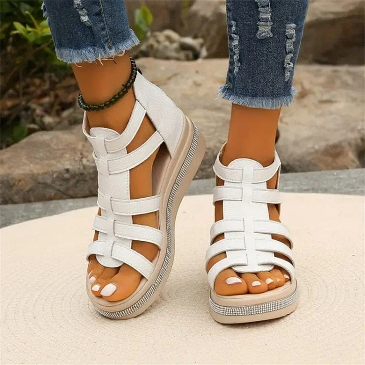 Wedge Sole Sandals with Rhinestone Decoration