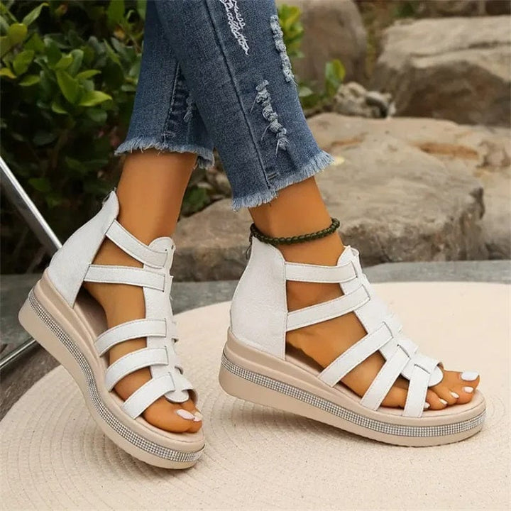 Wedge Sole Sandals with Rhinestone Decoration