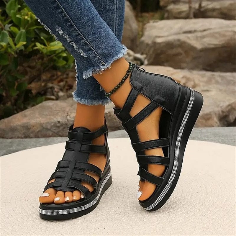 Wedge Sole Sandals with Rhinestone Decoration