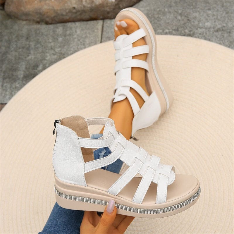 Wedge Sole Sandals with Rhinestone Decoration