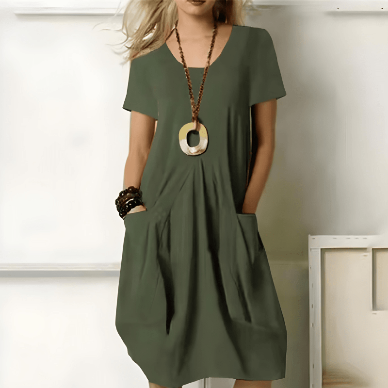 Elegant Cotton Dress with Tummy Cover